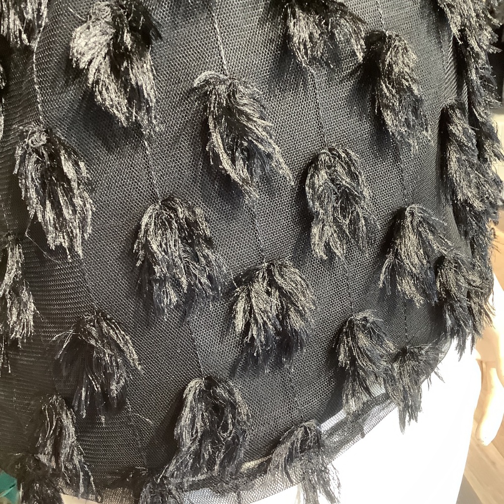 Fabulous fun eyelash 3/4 sleeve top black on sheer stretchy and cool - Picture 4 of 6